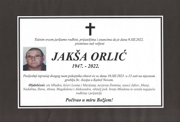 osmrtnica orlic