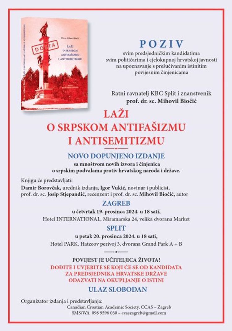 Predstavljanje knjige Mihovila Biočića: ‘Laži o srpskom antifašizmu i antisemitizmu’