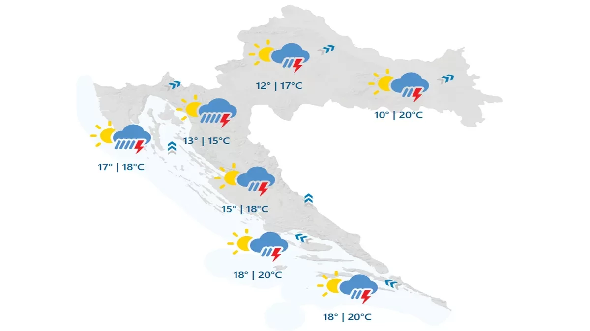 DHMZ: Danas i sutra uz jako jugo, očekuje se i kiša