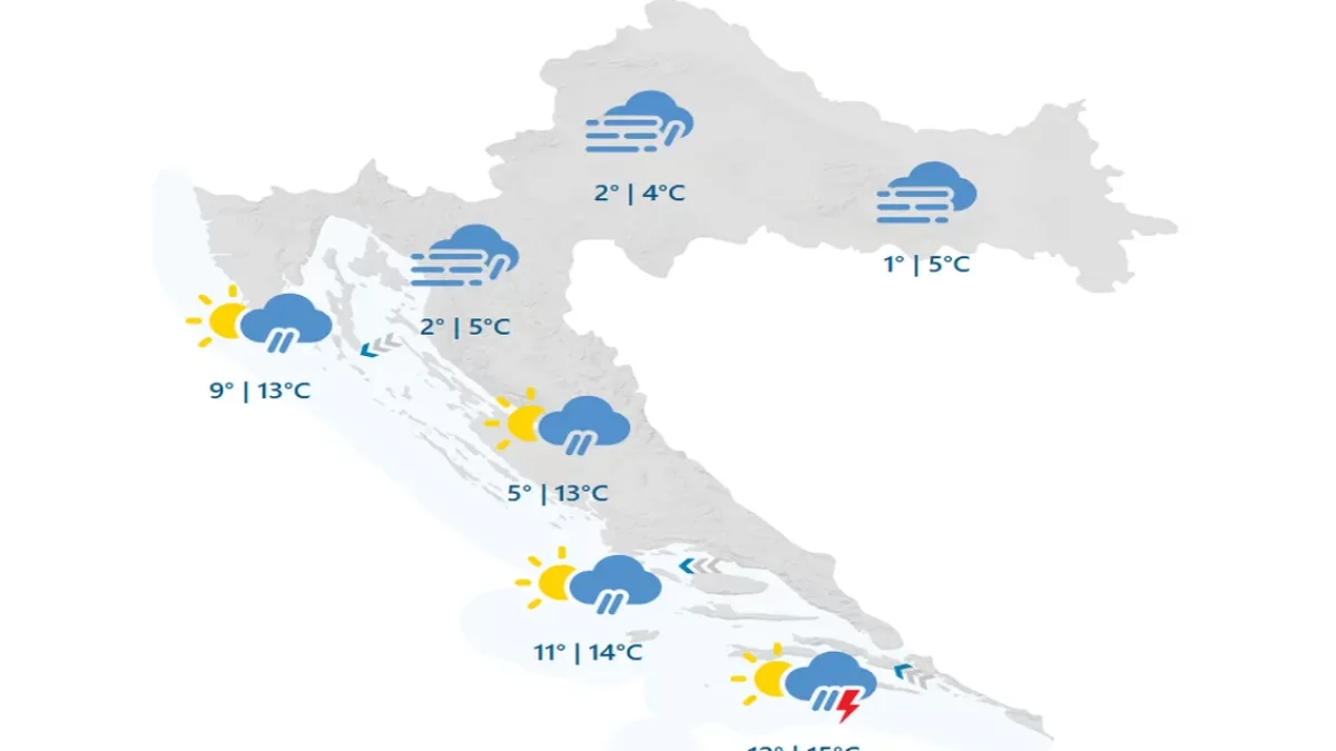 DHMZ: Vrijeme i dalje uz povremenu kišu i jugo