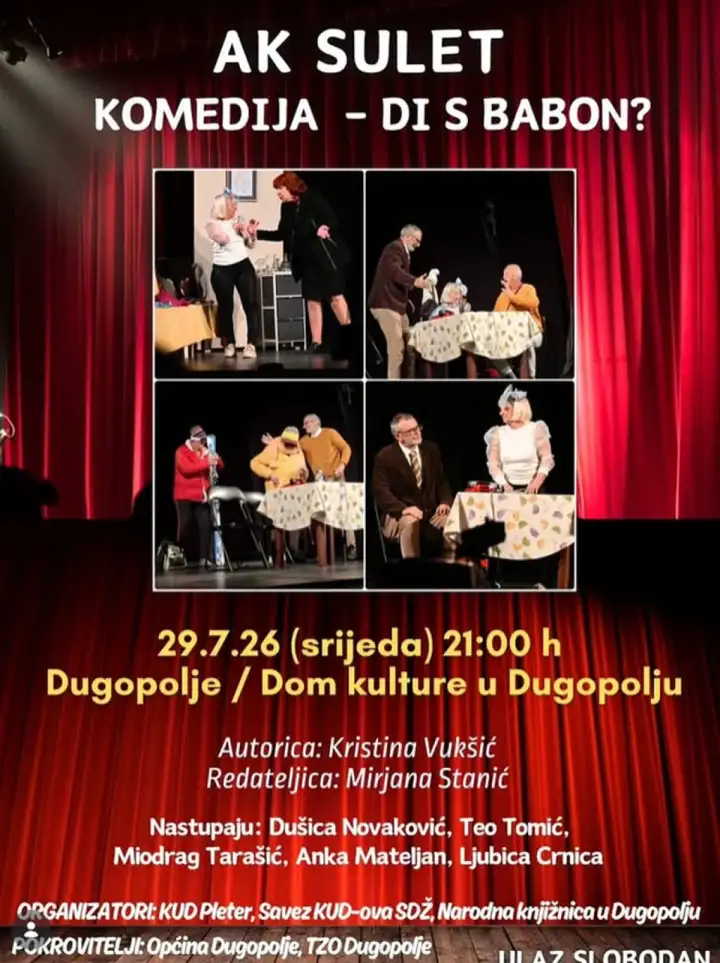 Amatersko kazalište 'Sulet' gostuje u Dugopolju s hit komedijom "Di s babon"