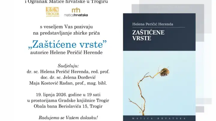 PREDSTAVLJANJE KNJIGE “ZAŠTIĆENE VRSTE”: TROGIRSKE PRIČE HELENE PERIČIĆ HERENDE