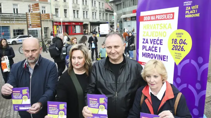 Sindikalni prosvjed „Hrvatska zajedno za veće plaće i mirovine“ u podne na Trgu