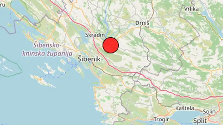 Slab potres kod Šibenika