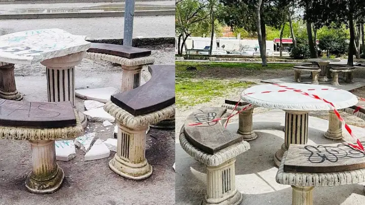 VANDALIZAM U PARKU FORTIN: UNIŠTEN KAMENI STOL, POSTAVLJEN NOVI